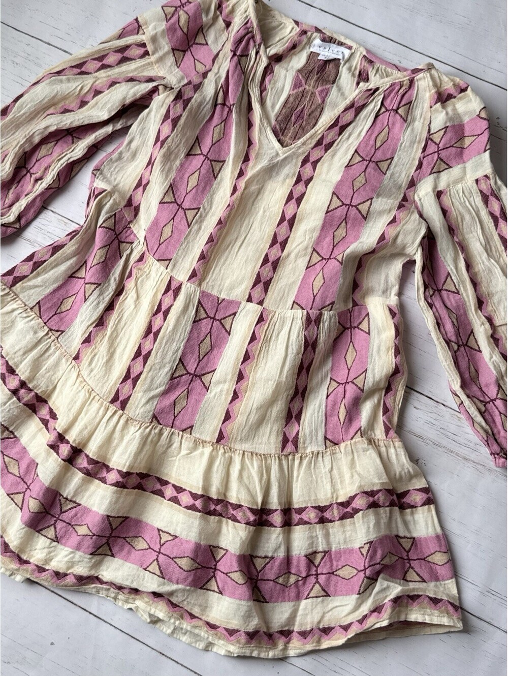 VELVET By Graham & Spencer Kally Jacquard Tiered Dress Pink XS